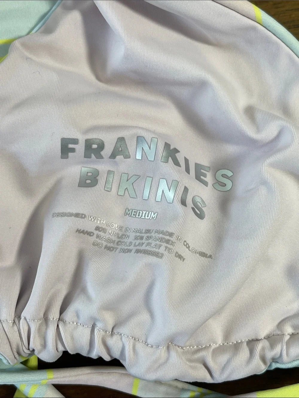 Frankie’s Bikinis bikini top with metal heart size large